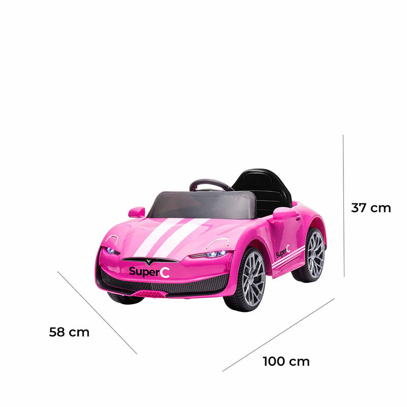 Macchina Elettrica per Bambini 12V Auto Super-C Rosa -4