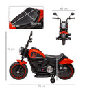 Moto Elettrica per Bambini 18-36 Mesi con Rotelle e Fanale 76x42x57 cm Rosso e Nero-3