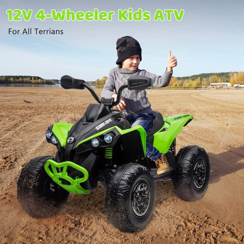 Quad Elettrico per Bambini Licenza Can-Am Renegade 12V ATV Telecomando e Ammortizzatori Verde  -4