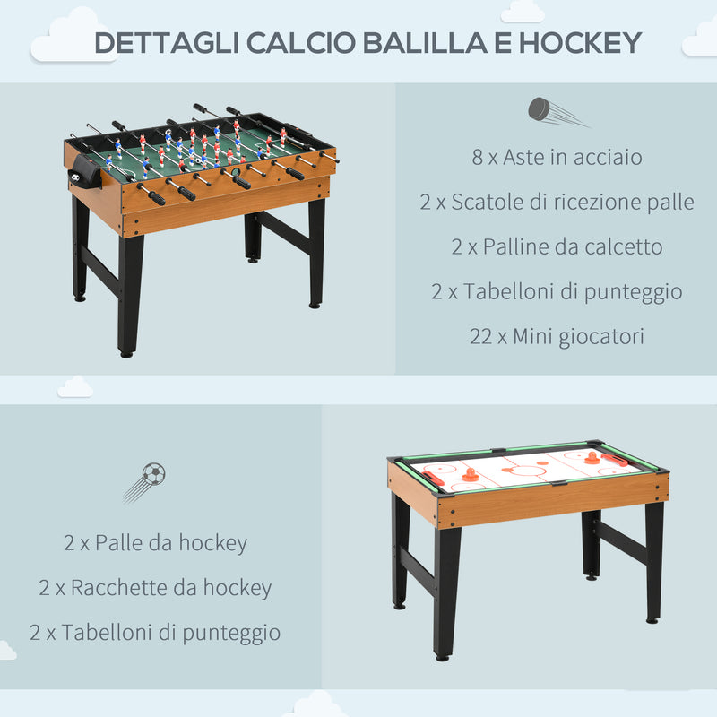 Tavolo Multi Gioco 4 in 1 Calcio Balilla Biliardo Ping Pong e Hockey da Tavolo 107x61x84,5 cm   -6