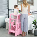 Scaletta per Bambini 3 Livelli 47x47x90 cm in HDPE Rosa-2