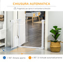 Cancelletto di Sicurezza per Cani con Porta Piccola Regolabile e Chiusura Automatica 75-103x76 cm Bianco-5