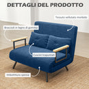 Divano Letto Schienale Regolabile 102x73x81 cm in Velluto Blu -6