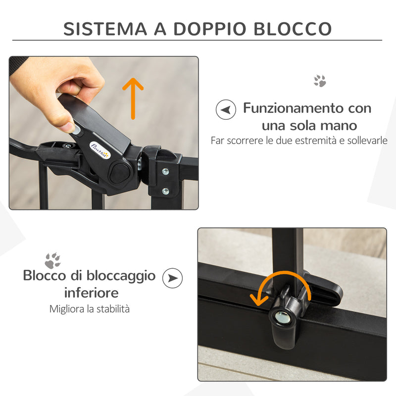 Cancelletto di Sicurezza Alto con Porta Piccola e Chiusura Automatica 74-80x104 cm Nero -4