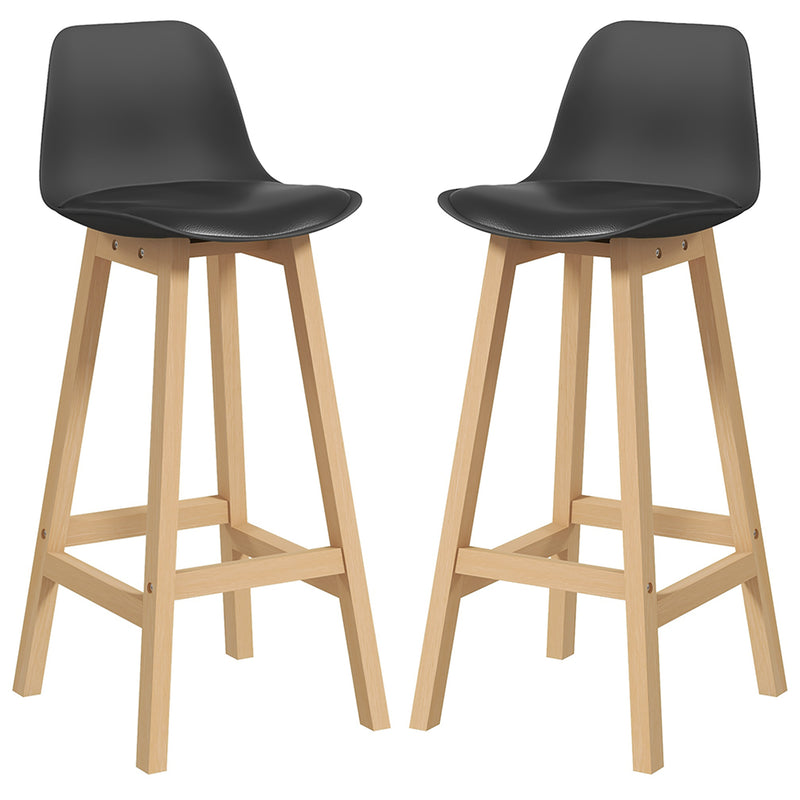 Set 2 Sgabelli da Bar 39x41x96 cm Gambe in Legno e Cuscino in Similpelle Nero-1