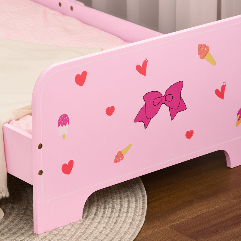 Letto per Bambini con Sponde 143x74x59 cm Fantasia Fiocco Rosa  -8