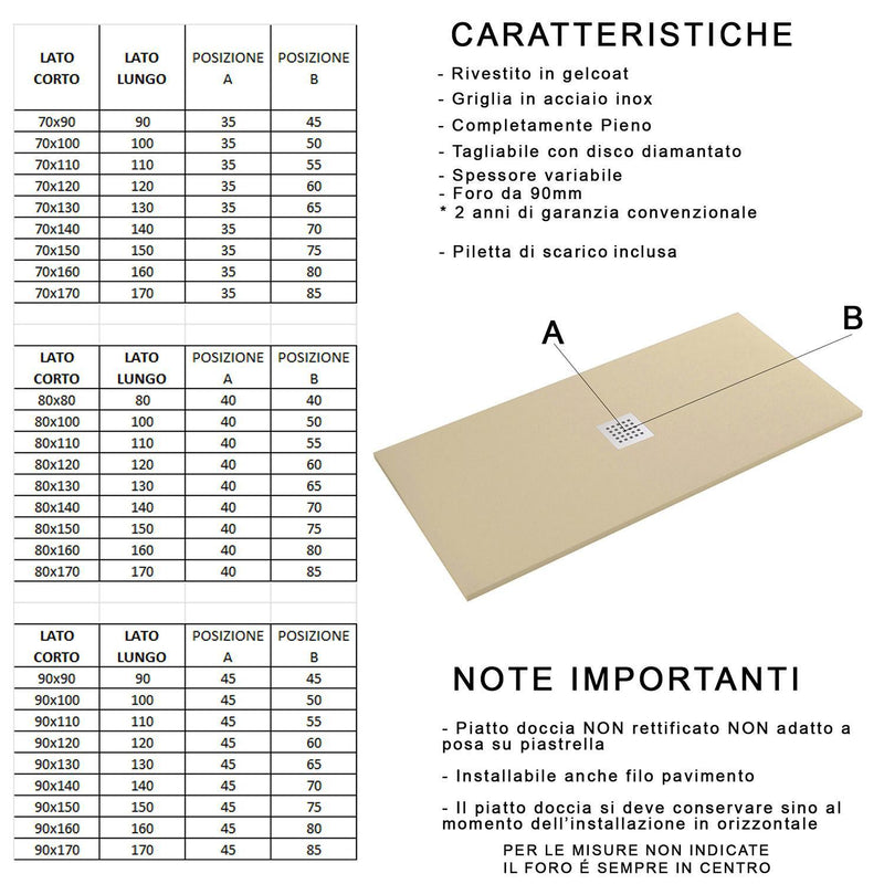 Piatto Doccia in Pietra 80x120 cm Bonussi Ardesia Stone Central Marrone Seconda Scelta-6