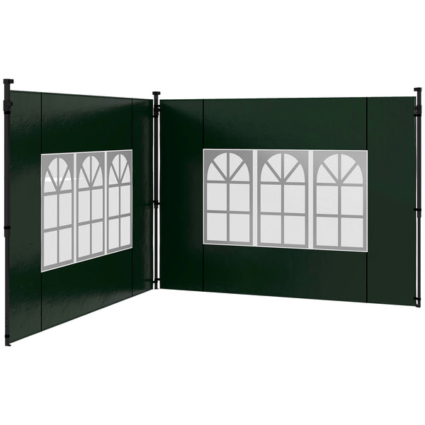 Set 2 Pareti Laterali per Gazebo 3x3m e 3x6m con Finestre 293x193 cm in PE e Plastica Verde online