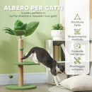 Albero Tiragraffi per Gatti Palo in Juta Piattaforme in Peluche e Palline Ø40x83 cm Verde-4