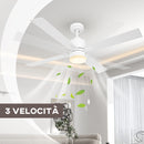 Ventilatore da Soffitto con Luce LED Ø130 cm 3 Velocità e Motore Reversibile Bianco e Legno-4