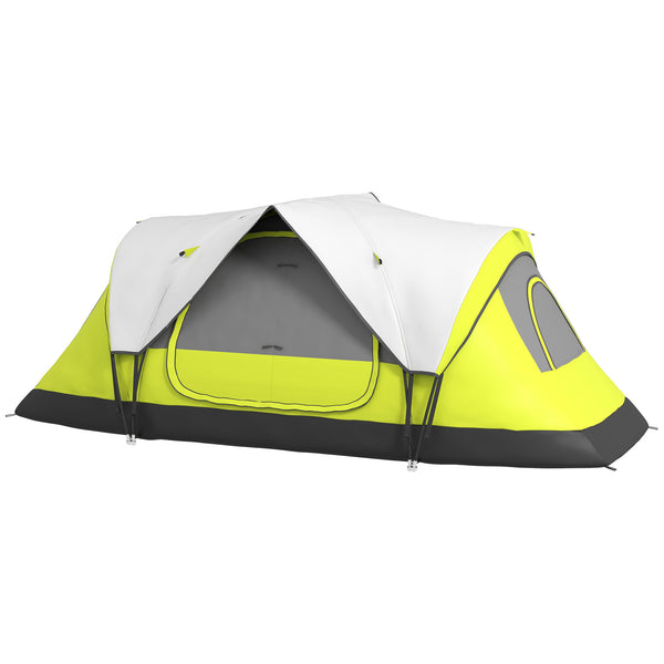 prezzo Tenda da Campeggio 4 posti con 2 Spazi Separati 450x215Px180 cm in Poliestere e Fibra di Vetro Verde