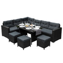 Set Salotto da Giardino 240x186x70 cm ad Angolo con Tavolo in Rattan Nero-1