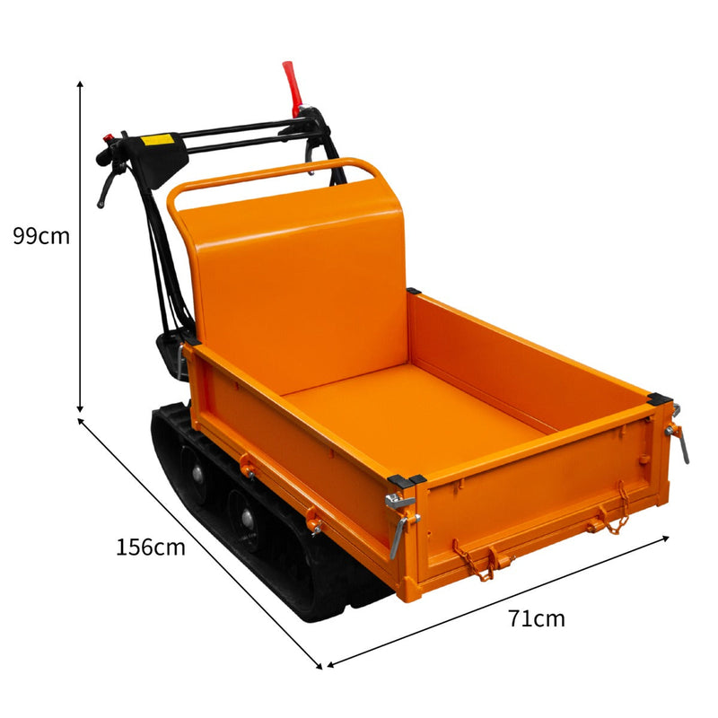 Mini Dumper a Benzina 71x156x99 cm Trasporto Materiali Cingolato Arancione -4