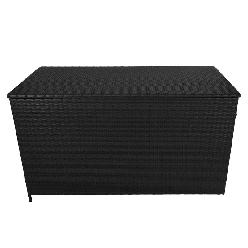 Baule da Esterno 138x70x80 cm in Rattan con Borsa Impermeabile Nero -3