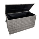 Baule da Esterno 138x70x80 cm in Rattan con Borsa Impermeabile Grigio -1