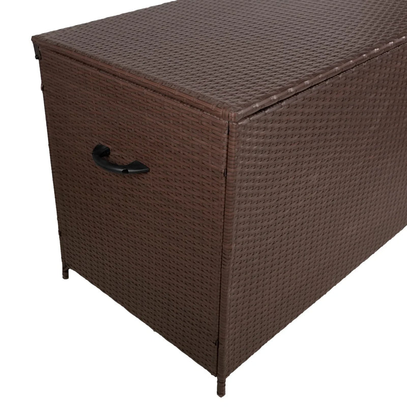 Baule da Esterno 138x70x80 cm in Rattan con Borsa Impermeabile Marrone -8