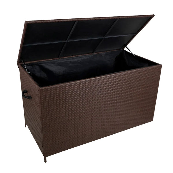 Baule da Esterno 138x70x80 cm in Rattan con Borsa Impermeabile Marrone acquista