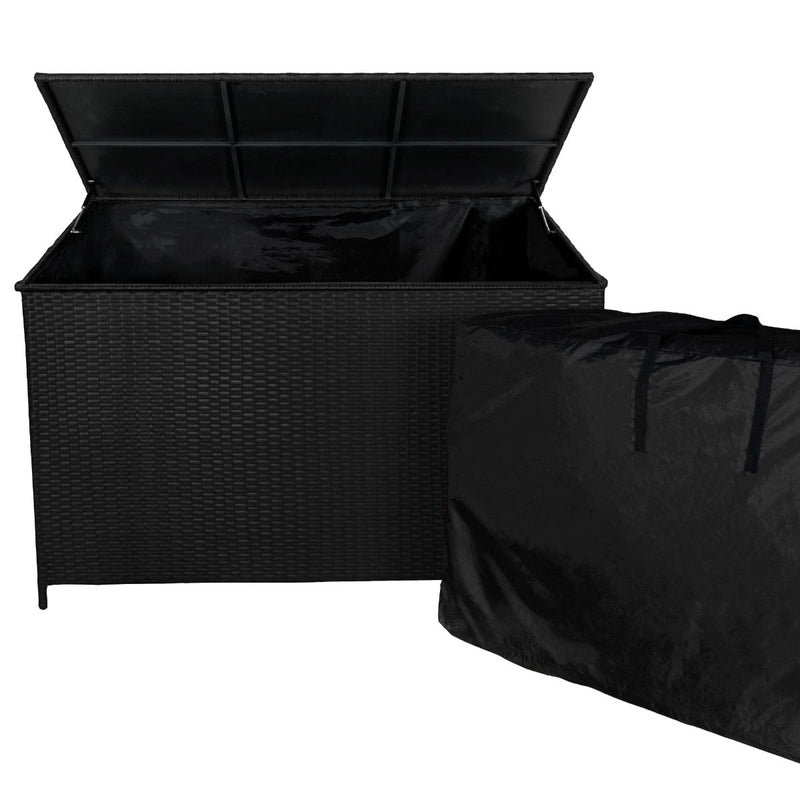 Set Salotto da Giardino 240x186x70 cm ad Angolo con Tavolo e Box Contenitore in Rattan Nero-8