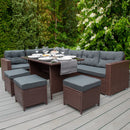 Set Salotto da Giardino 240x186x70 cm ad Angolo con Tavolo e Box Contenitore in Rattan Marrone-8