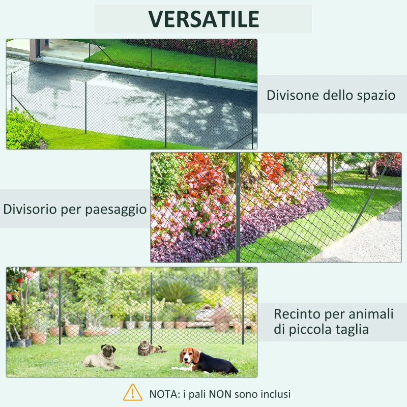 Rete di Recinzione 25m H1,7m in Acciaio e PVC Verde-4