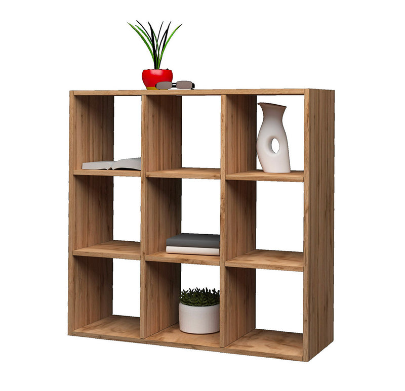 Libreria 9 Ripiani 90x25x90 cm Maruska Quercia Wotan-1