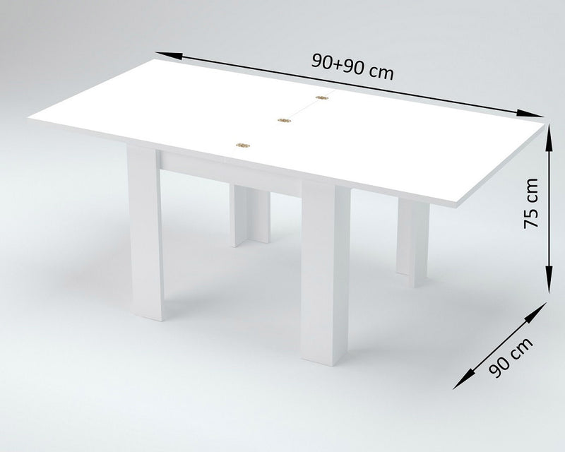 Tavolo Allungabile 90x90/180x75 cm Jesi Bianco Lucido-5