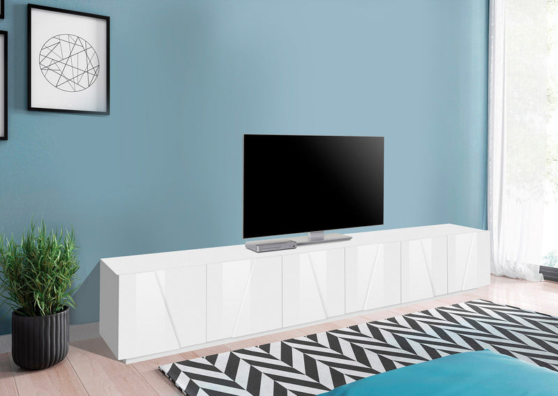 Mobile TV 6 Ante 243,6x44,2x46 cm Ping Bianco Lucido-2