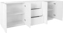 Credenza 4 Ante + 3 Cassetti 224,1x44,2x86 cm Ping Bianco Lucido-3