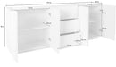 Credenza 4 Ante + 3 Cassetti 224,1x44,2x86 cm Ping Bianco Lucido-4