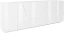 Credenza 4 Ante + 3 Cassetti 224,1x44,2x86 cm Ping Bianco Lucido-1