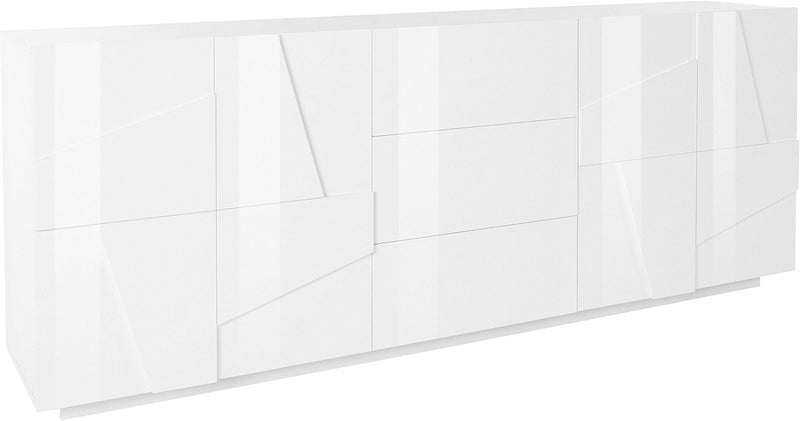 Credenza 4 Ante + 3 Cassetti 224,1x44,2x86 cm Ping Bianco Lucido-1