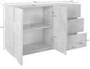 Credenza 2 Ante + 3 Cassetti 142,9x44,2x86 cm Ping Bianco Lucido-4