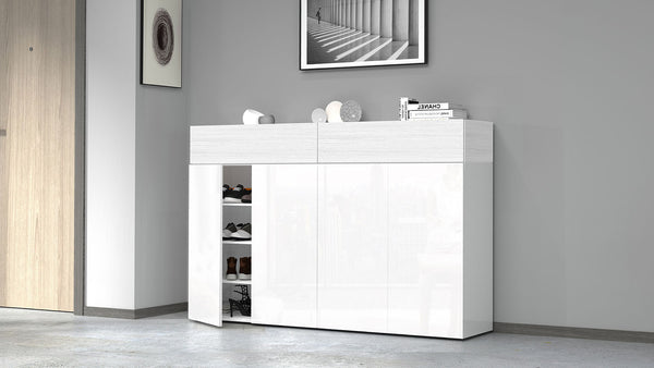 acquista Scarpiera 4 Ante e 2 Ripiano a Ribalta 152x35x100 cm Savona 4A 1R Bianco Opaco/Larice Bianco