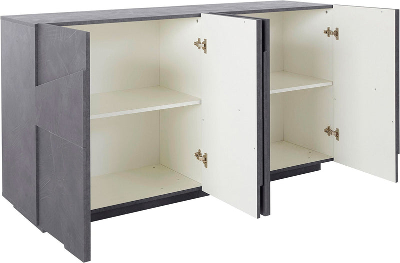 Credenza 4 Ante Battenti 162,4x44,2x86 cm Ping Ardesia-3