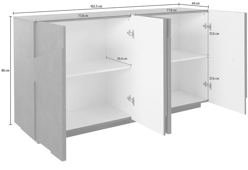 Credenza 4 Ante Battenti 162,4x44,2x86 cm Ping Ardesia-4