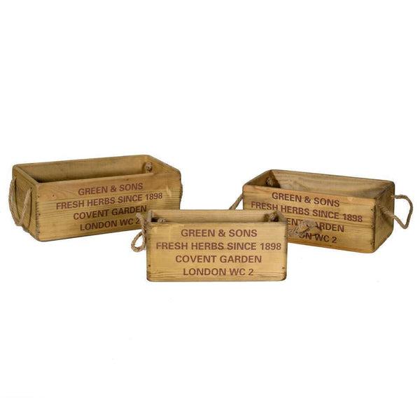 Lot de 3 tiroirs rectangulaires d'angle en bois rouillé sconto