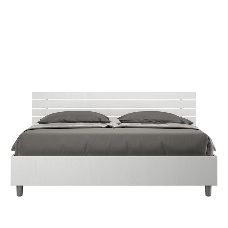 Letto Matrimoniale 160x190 cm Senza Rete Testata Doghe Dritta Ankel Frassino Bianco-1