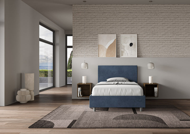 Letto Singolo 100x190 cm con Rete Adele Blu-3