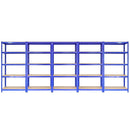 Set 5 Scaffali Senza Bulloni 90x45x180 cm con Connettori in Acciaio Blu -1