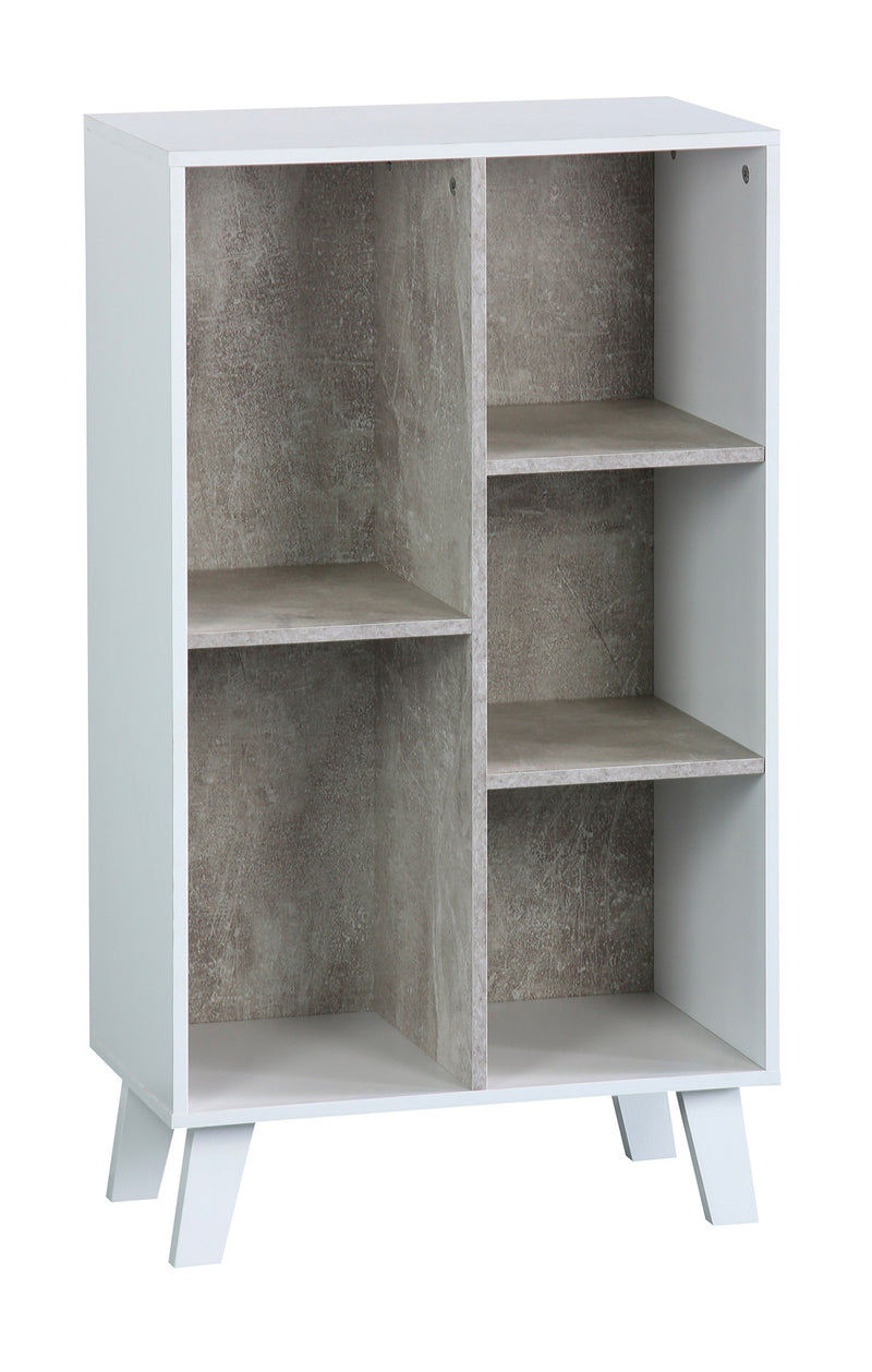 Libreria 5 Ripiani 50x30x90 cm in Pannello Truciolare Bianco/Cemento-1