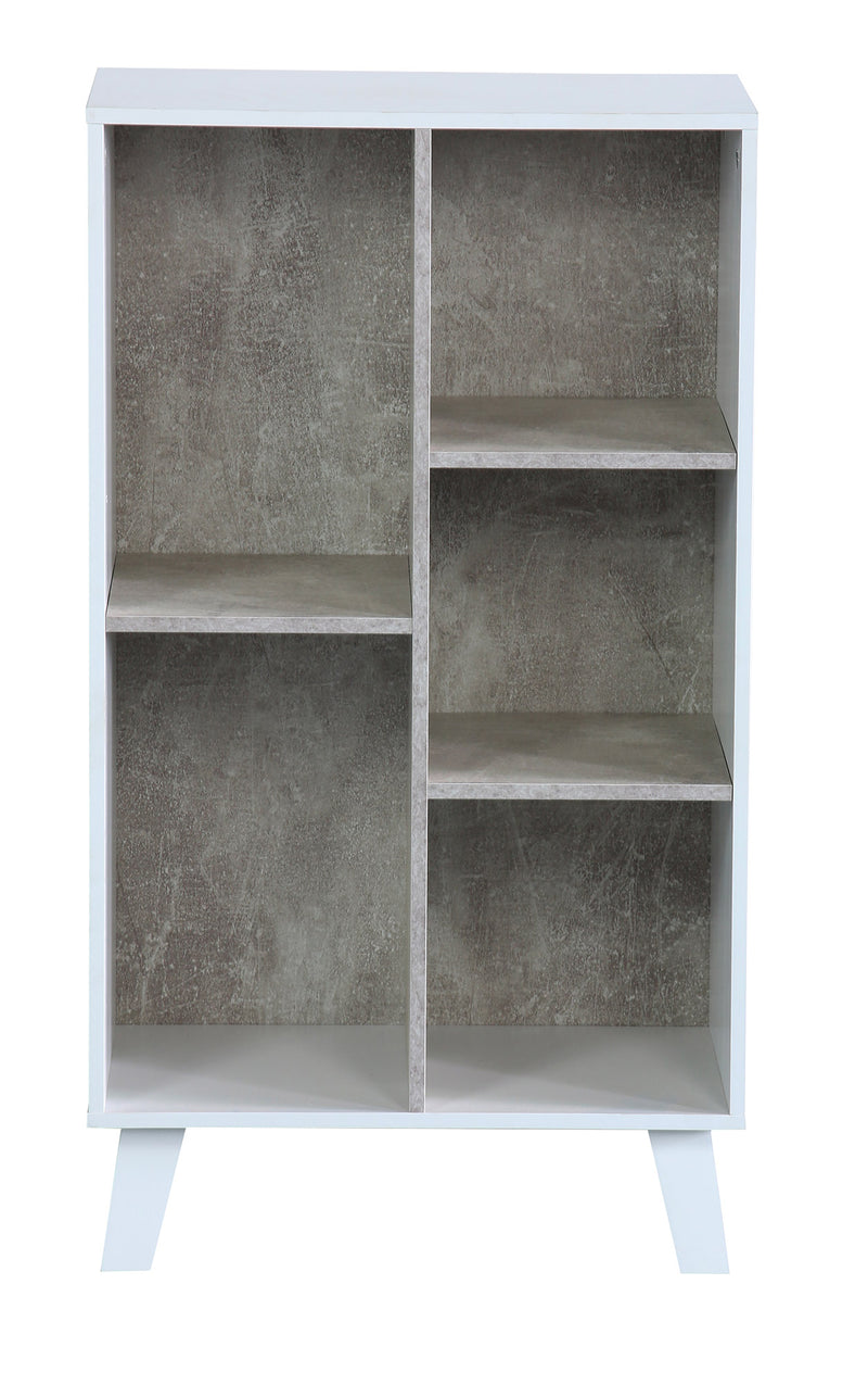 Libreria 5 Ripiani 50x30x90 cm in Pannello Truciolare Bianco/Cemento-2