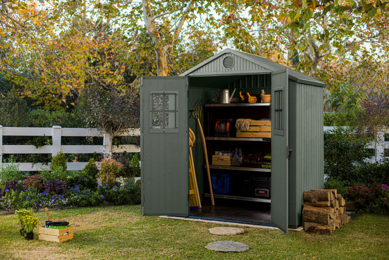 Casetta da Giardino Porta Attrezzi 190x122x221 cmin Evotech+ Keter Darwin 6x4 Verde-10