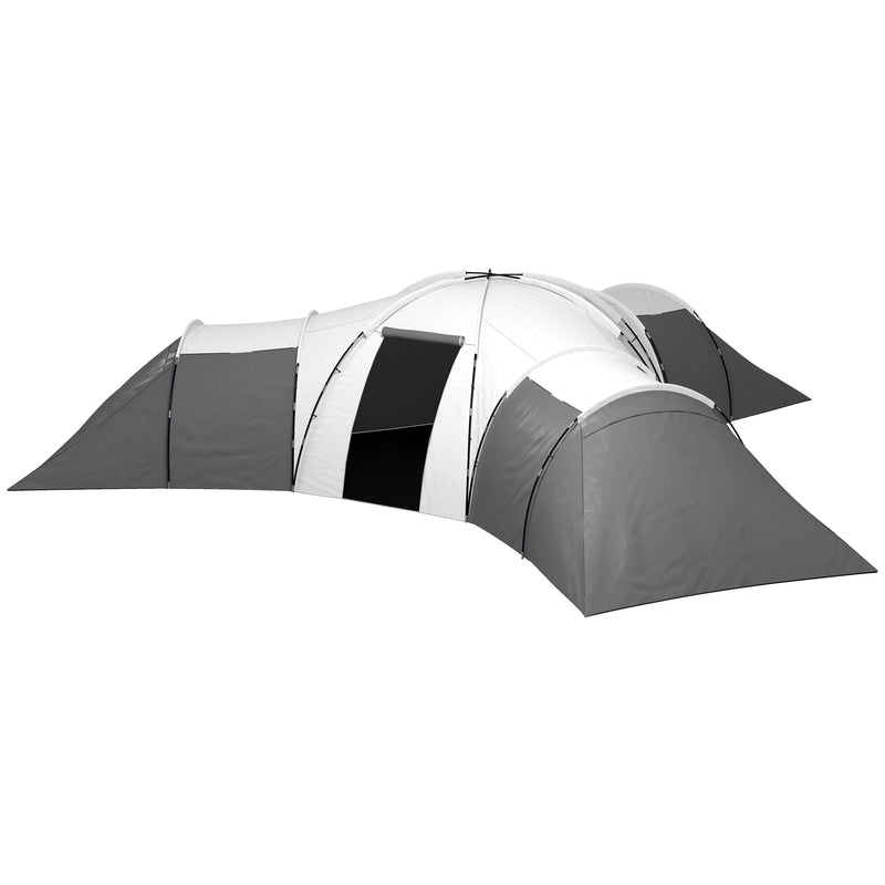 Tenda da Campeggio 6 Posti Impermeabile con 3 Aree Notte Soggiorno e Portico in tessuto Oxford Grigio-1