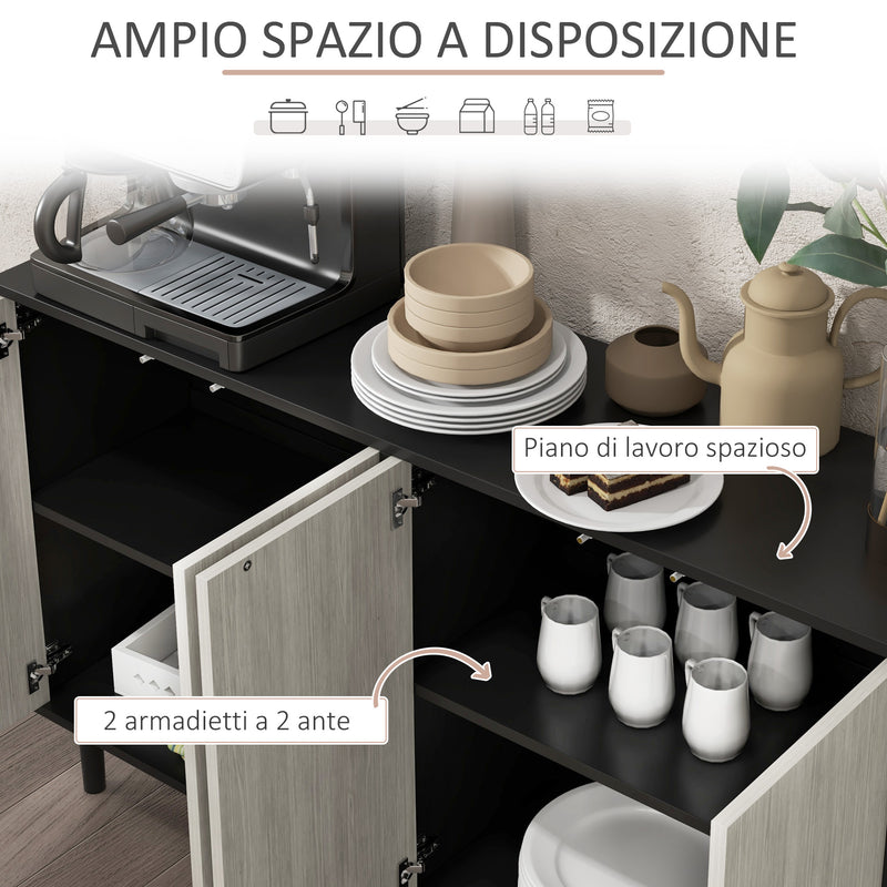 Credenza Moderna con 2 Armadietti 121x37x75 cm Nero e Grigio -4