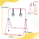 Sbarra per Ginnastica Artistica per Bambini Altezza Regolabile 88-128 cm 2 Anelli Rosa  -3