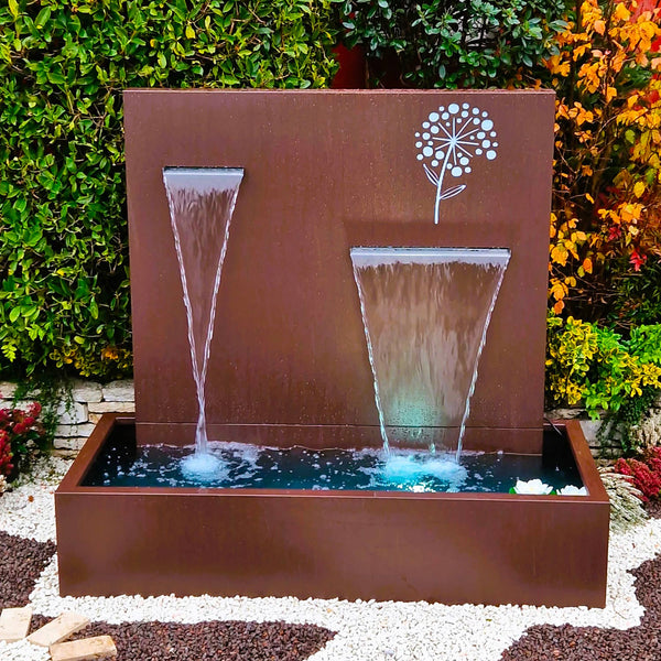 prezzo Fontana a Cascata da Giardino 190x80xH180 cm in Metallo con Pompa Corten