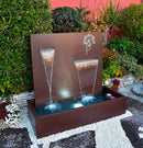 Fontana a Cascata da Giardino 190x80xH180 cm in Metallo con Pompa Corten-4