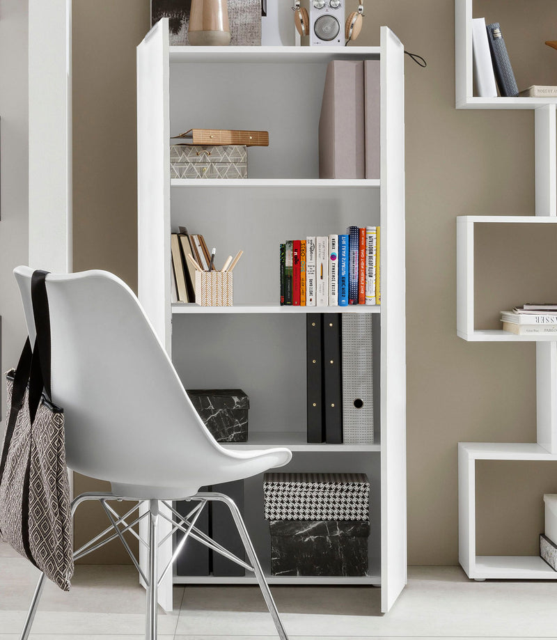 Armadio Libreria Doppia Anta 70x35x140 cm Dalia Bianco Lucido  -1