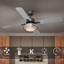 Ventilatore da Soffitto 4 Pale Legno con Lampada Luce LED e Telecomando 130 cm-2