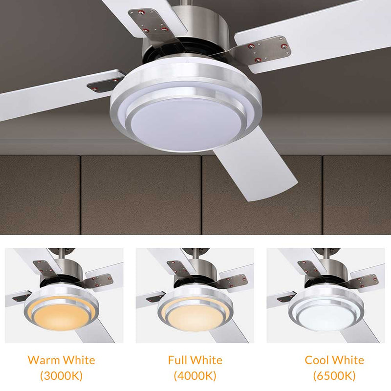 Ventilatore da Soffitto 4 Pale Legno con Lampada Luce LED e Telecomando 130 cm-3